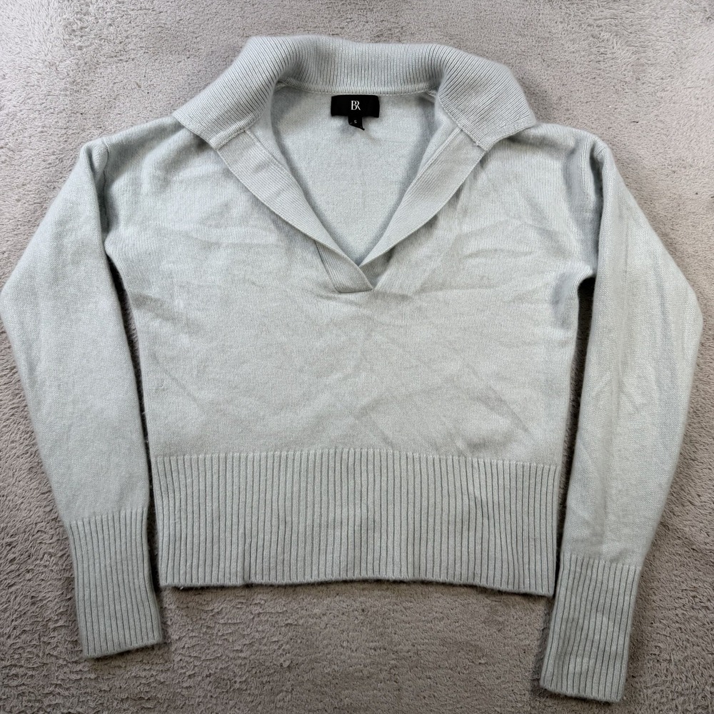 Banana Republic Sweater Womens Small Grey 100% Cashmere Johnny Collar Boxy Soft